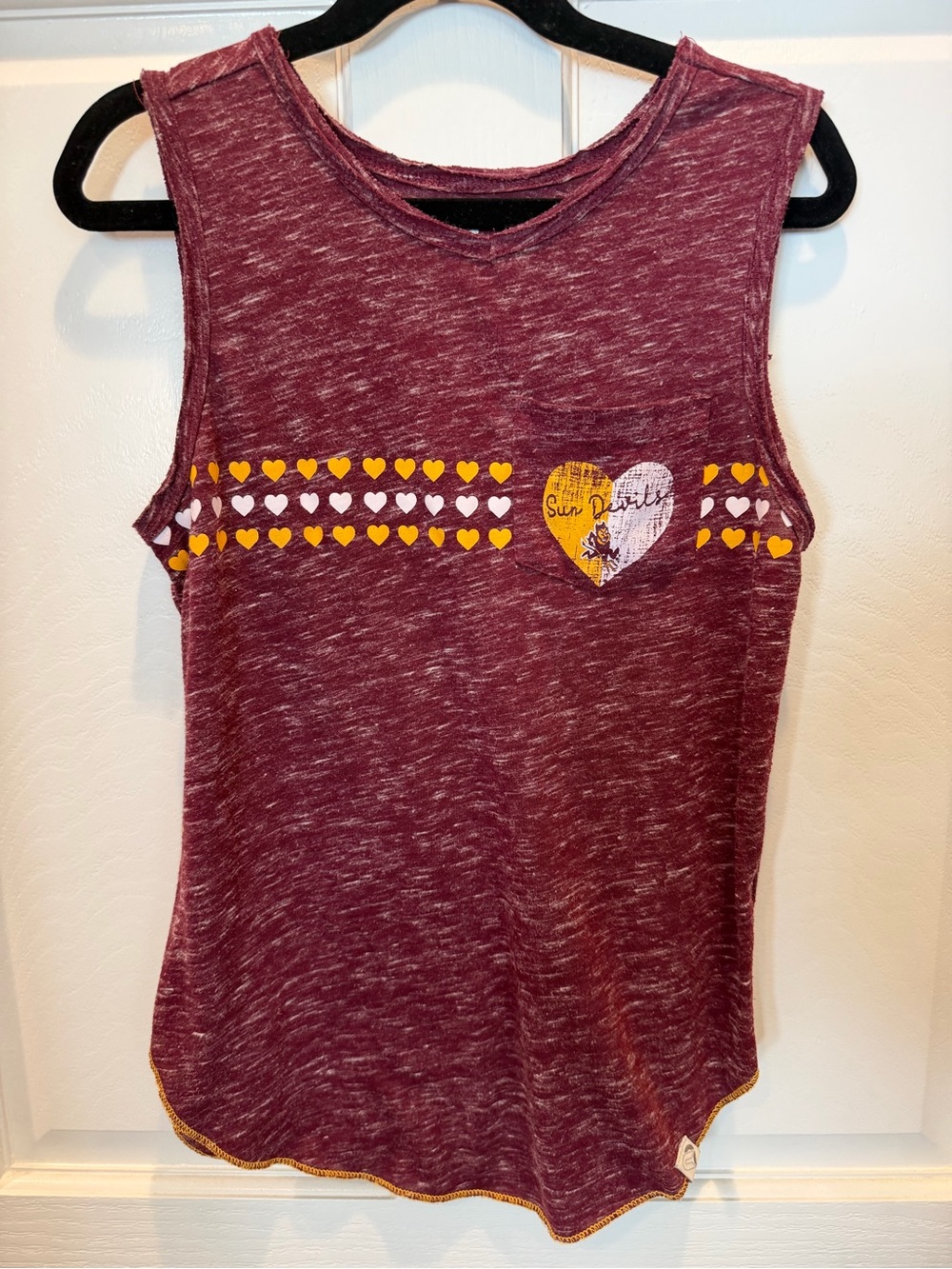Colosseum Girls Maroon ASU Tank Top with Yellow Heart Sun Devils Accent